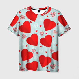 Мужская футболка 3D с принтом С днем святого Валентина в Петрозаводске, 100% полиэфир | прямой крой, круглый вырез горловины, длина до линии бедер | 14 | love | валентин | губы | день | любовь | подарок | поцелуй | сердце | страсть | февраль