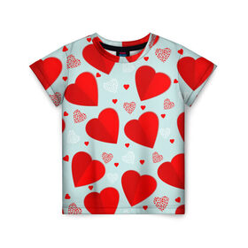Детская футболка 3D с принтом С днем святого Валентина в Петрозаводске, 100% гипоаллергенный полиэфир | прямой крой, круглый вырез горловины, длина до линии бедер, чуть спущенное плечо, ткань немного тянется | 14 | love | валентин | губы | день | любовь | подарок | поцелуй | сердце | страсть | февраль
