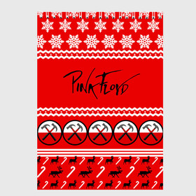 Скетчбук с принтом Праздничный Pink Floyd в Петрозаводске, 100% бумага
 | 48 листов, плотность листов — 100 г/м2, плотность картонной обложки — 250 г/м2. Листы скреплены сверху удобной пружинной спиралью | pink floyd | pinkfloyd | арт | артрок | группа | д | знак | красный | надпись | новогодний | новый год | пинк флойд | пинкфлойд | праздник | прогрессивный | психоделический | рождество | рок | сид барретт