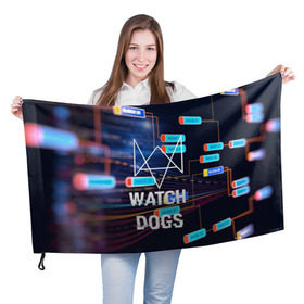 Флаг 3D с принтом Watch Dogs в Петрозаводске, 100% полиэстер | плотность ткани — 95 г/м2, размер — 67 х 109 см. Принт наносится с одной стороны | game | wath dogs 2 | город | девушка | дрон | игры | компьютеры | пистолет | телефон | технологии | хакер
