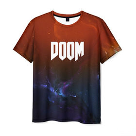 Мужская футболка 3D с принтом DOOM SPACE GAME в Петрозаводске, 100% полиэфир | прямой крой, круглый вырез горловины, длина до линии бедер | 