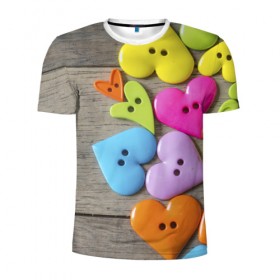 Мужская футболка 3D спортивная с принтом Прикольные сердечки в Петрозаводске, 100% полиэстер с улучшенными характеристиками | приталенный силуэт, круглая горловина, широкие плечи, сужается к линии бедра | 