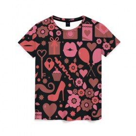 Женская футболка 3D с принтом Красота неземная в Петрозаводске, 100% полиэфир ( синтетическое хлопкоподобное полотно) | прямой крой, круглый вырез горловины, длина до линии бедер | Тематика изображения на принте: 14 | love | валентин | губы | день | любовь | подарок | поцелуй | сердце | страсть | февраль