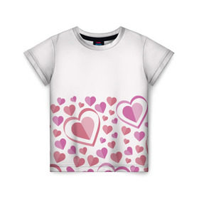 Детская футболка 3D с принтом Нежность и страсть в Петрозаводске, 100% гипоаллергенный полиэфир | прямой крой, круглый вырез горловины, длина до линии бедер, чуть спущенное плечо, ткань немного тянется | 14 | love | валентин | губы | день | любовь | подарок | поцелуй | сердце | страсть | февраль