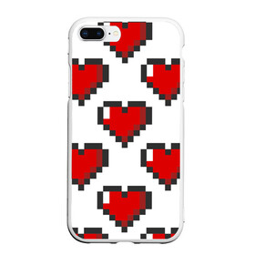 Чехол для iPhone 7Plus/8 Plus матовый с принтом Пиксельные сердечки в Петрозаводске, Силикон | Область печати: задняя сторона чехла, без боковых панелей | 14 | love | валентин | губы | день | любовь | подарок | поцелуй | сердце | страсть | февраль