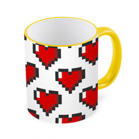 Кружка 3D с принтом Пиксельные сердечки в Петрозаводске, керамика | ёмкость 330 мл | Тематика изображения на принте: 14 | love | валентин | губы | день | любовь | подарок | поцелуй | сердце | страсть | февраль