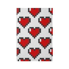 Обложка для паспорта матовая кожа с принтом Пиксельные сердечки в Петрозаводске, натуральная матовая кожа | размер 19,3 х 13,7 см; прозрачные пластиковые крепления | 14 | love | валентин | губы | день | любовь | подарок | поцелуй | сердце | страсть | февраль