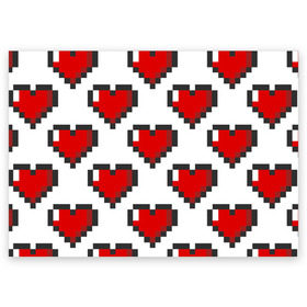 Поздравительная открытка с принтом Пиксельные сердечки в Петрозаводске, 100% бумага | плотность бумаги 280 г/м2, матовая, на обратной стороне линовка и место для марки
 | 14 | love | валентин | губы | день | любовь | подарок | поцелуй | сердце | страсть | февраль