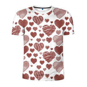 Мужская футболка 3D спортивная с принтом Сердечки в Петрозаводске, 100% полиэстер с улучшенными характеристиками | приталенный силуэт, круглая горловина, широкие плечи, сужается к линии бедра | 14 | love | валентин | губы | день | любовь | подарок | поцелуй | сердце | страсть | февраль