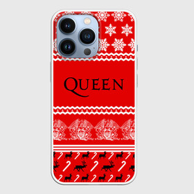 Чехол для iPhone 13 Pro с принтом Праздничный Queen в Петрозаводске,  |  | paul rodg | queen | quen | брайан мэй | глэм | группа | джон дикон | знак | квин | королева | красный | куин | меркури | меркьюри | мэркури | надпись | новогодний | новый год | поп | праздник | роджер тейлор