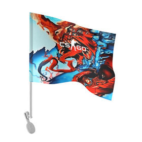 Флаг для автомобиля с принтом CS GO Hyper Beast в Петрозаводске, 100% полиэстер | Размер: 30*21 см | awp | counter strike | game | skin | авп | игры | прикольные | скин