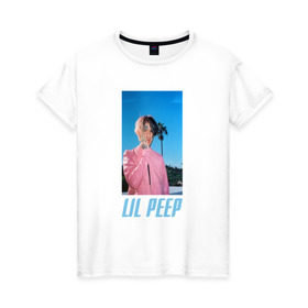 Женская футболка хлопок с принтом Лил Пип в Петрозаводске, 100% хлопок | прямой крой, круглый вырез горловины, длина до линии бедер, слегка спущенное плечо | lil peep | rap | густав ор | лил пип | рэп