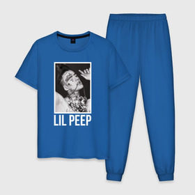 Мужская пижама хлопок с принтом Little fashion в Петрозаводске, 100% хлопок | брюки и футболка прямого кроя, без карманов, на брюках мягкая резинка на поясе и по низу штанин
 | Тематика изображения на принте: lil peep | rap | густав ор | лил пип | рэп