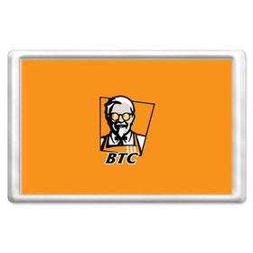 Магнит 45*70 с принтом BITCOIN в стиле KFC в Петрозаводске, Пластик | Размер: 78*52 мм; Размер печати: 70*45 | Тематика изображения на принте: bitcoin | btc | crypto | kfc | биткоин | валюта | деньги | криптовалюта | цифровое золото