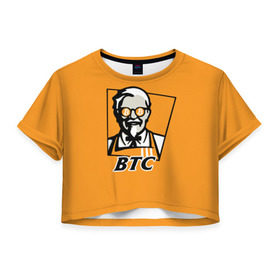 Женская футболка 3D укороченная с принтом BITCOIN в стиле KFC в Петрозаводске, 100% полиэстер | круглая горловина, длина футболки до линии талии, рукава с отворотами | bitcoin | btc | crypto | kfc | биткоин | валюта | деньги | криптовалюта | цифровое золото