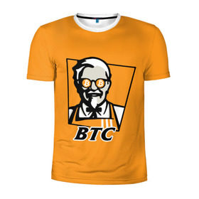 Мужская футболка 3D спортивная с принтом BITCOIN в стиле KFC в Петрозаводске, 100% полиэстер с улучшенными характеристиками | приталенный силуэт, круглая горловина, широкие плечи, сужается к линии бедра | bitcoin | btc | crypto | kfc | биткоин | валюта | деньги | криптовалюта | цифровое золото