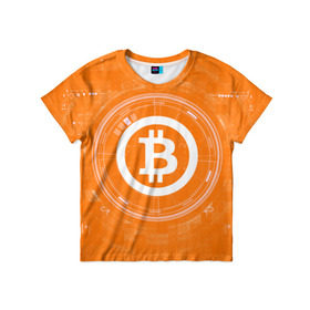 Детская футболка 3D с принтом BITCOIN в Петрозаводске, 100% гипоаллергенный полиэфир | прямой крой, круглый вырез горловины, длина до линии бедер, чуть спущенное плечо, ткань немного тянется | Тематика изображения на принте: bitcoin | btc | coin | crypto | ethereum | money | orange | биткоин | валюта | деньги | известные | криптовалюта | логотип | монета | надписи.cash | оранжевый | цвет | цифровое золото | эфир
