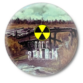 Значок с принтом S.T.A.L.K.E.R ОЛЕГ в Петрозаводске,  металл | круглая форма, металлическая застежка в виде булавки | s.t.a.l.k.e.r. | stalker | олег | сталкер
