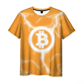 Мужская футболка 3D с принтом BITCOIN в Петрозаводске, 100% полиэфир | прямой крой, круглый вырез горловины, длина до линии бедер | Тематика изображения на принте: bitcoin | btc | coin | crypto | ethereum | money | orange | биткоин | валюта | деньги | известные | криптовалюта | логотип | монета | надписи.cash | оранжевый | цвет | цифровое золото | эфир
