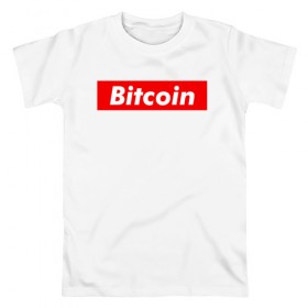 Мужская футболка хлопок с принтом Bitcoin в Петрозаводске, 100% хлопок | прямой крой, круглый вырез горловины, длина до линии бедер, слегка спущенное плечо. | bitcoin | биткоин | деньги