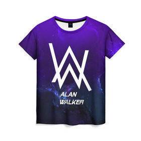 Женская футболка 3D с принтом Alan Walker SPACE COLLECTION в Петрозаводске, 100% полиэфир ( синтетическое хлопкоподобное полотно) | прямой крой, круглый вырез горловины, длина до линии бедер | alan walker | club | music | абстракция | клубная музыка | космос | краски | музыка