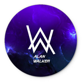 Коврик для мышки круглый с принтом Alan Walker SPACE COLLECTION в Петрозаводске, резина и полиэстер | круглая форма, изображение наносится на всю лицевую часть | alan walker | club | music | абстракция | клубная музыка | космос | краски | музыка