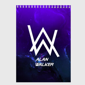 Скетчбук с принтом Alan Walker SPACE COLLECTION в Петрозаводске, 100% бумага
 | 48 листов, плотность листов — 100 г/м2, плотность картонной обложки — 250 г/м2. Листы скреплены сверху удобной пружинной спиралью | Тематика изображения на принте: alan walker | club | music | абстракция | клубная музыка | космос | краски | музыка