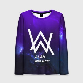 Женский лонгслив 3D с принтом Alan Walker SPACE COLLECTION в Петрозаводске, 100% полиэстер | длинные рукава, круглый вырез горловины, полуприлегающий силуэт | alan walker | club | music | абстракция | клубная музыка | космос | краски | музыка