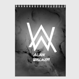 Скетчбук с принтом ALAN WALKER в Петрозаводске, 100% бумага
 | 48 листов, плотность листов — 100 г/м2, плотность картонной обложки — 250 г/м2. Листы скреплены сверху удобной пружинной спиралью | alan walker | club | music | абстракция | клубная музыка | космос | краски | музыка