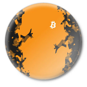 Значок с принтом BITCOIN в Петрозаводске,  металл | круглая форма, металлическая застежка в виде булавки | bitcoin | btc | crypto | биткоин | валюта | деньги | криптовалюта | цифровое золото