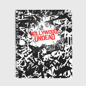 Тетрадь с принтом Hollywood Undead в Петрозаводске, 100% бумага | 48 листов, плотность листов — 60 г/м2, плотность картонной обложки — 250 г/м2. Листы скреплены сбоку удобной пружинной спиралью. Уголки страниц и обложки скругленные. Цвет линий — светло-серый
 | 