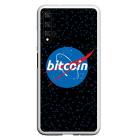 Чехол для Honor 20 с принтом BITCOIN в стиле NASA в Петрозаводске, Силикон | Область печати: задняя сторона чехла, без боковых панелей | bitcoin | btc | crypto | биткоин | валюта | деньги | криптовалюта | майнер | майнинг | цифровое золото