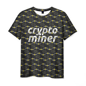 Мужская футболка 3D с принтом CRYPTO MINER в Петрозаводске, 100% полиэфир | прямой крой, круглый вырез горловины, длина до линии бедер | bitcoin | btc | crypto | miner | mining | биткоин | валюта | деньги | криптовалюта | майнинг | цифровое золото