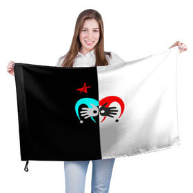 Флаг 3D с принтом Алиса в Петрозаводске, 100% полиэстер | плотность ткани — 95 г/м2, размер — 67 х 109 см. Принт наносится с одной стороны | бэнд | метал | панк | постпанк | рок группа | ссср | хард | хеви