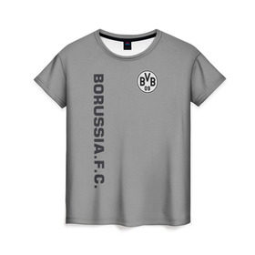 Женская футболка 3D с принтом FC Borussia 2018 Vintage в Петрозаводске, 100% полиэфир ( синтетическое хлопкоподобное полотно) | прямой крой, круглый вырез горловины, длина до линии бедер | Тематика изображения на принте: borussia dortmund | fc | спорт | спортивные | футбол | футбольный клуб