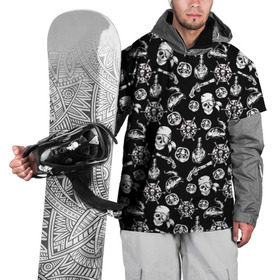 Накидка на куртку 3D с принтом Pirates Pattern в Петрозаводске, 100% полиэстер |  | Тематика изображения на принте: паттерн | пиратский | пираты | черно белый