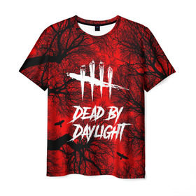 Мужская футболка 3D с принтом Dead by Daylight в Петрозаводске, 100% полиэфир | прямой крой, круглый вырез горловины, длина до линии бедер | maniacs | выживалка | жертвы | мертвые днем | ужас | хоррор