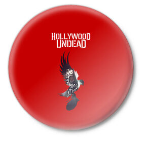 Значок с принтом Hollywood Undead в Петрозаводске,  металл | круглая форма, металлическая застежка в виде булавки | Тематика изображения на принте: 