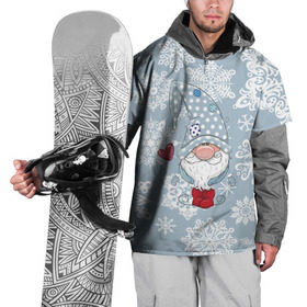 Накидка на куртку 3D с принтом Милый гномик в Петрозаводске, 100% полиэстер |  | Тематика изображения на принте: happy new year | волшебство | гном | гномик | новый год | снег | снежинки