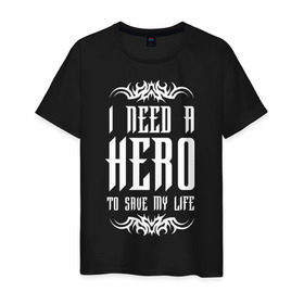 Мужская футболка хлопок с принтом I need a Hero в Петрозаводске, 100% хлопок | прямой крой, круглый вырез горловины, длина до линии бедер, слегка спущенное плечо. | awake | hero | monster | skillet | джон купер | кори купер | рок