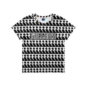 Детская футболка 3D с принтом The Killers в Петрозаводске, 100% гипоаллергенный полиэфир | прямой крой, круглый вырез горловины, длина до линии бедер, чуть спущенное плечо, ткань немного тянется | Тематика изображения на принте: 