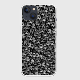 Чехол для iPhone 13 с принтом Крик в Петрозаводске,  |  | horror | scream | белый | маска | паттрен | призрак | ужасы | хеллоуин