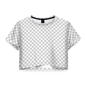 Женская футболка 3D укороченная с принтом Прозрачность в Петрозаводске, 100% полиэстер | круглая горловина, длина футболки до линии талии, рукава с отворотами | opacity | photoshop | transparent | белый | дизайнер | квадратики | клетки | паттрен | прозрачный | серый | фотошоп