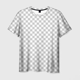 Мужская футболка 3D с принтом Прозрачность в Петрозаводске, 100% полиэфир | прямой крой, круглый вырез горловины, длина до линии бедер | Тематика изображения на принте: opacity | photoshop | transparent | белый | дизайнер | квадратики | клетки | паттрен | прозрачный | серый | фотошоп