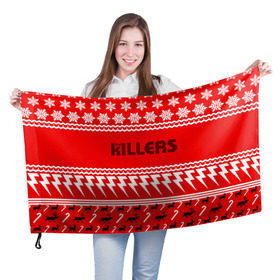Флаг 3D с принтом Праздничный The Killers в Петрозаводске, 100% полиэстер | плотность ткани — 95 г/м2, размер — 67 х 109 см. Принт наносится с одной стороны | kilers | killers | the | the killers | альтернативн | брэндон флауэрс | дэйв кенинг | зе | знак | зэ | килер | килерс | красный | марк стормер | надпись | новогодний | новый год | праздник | рождество