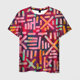 Мужская футболка 3D с принтом Geometry в Петрозаводске, 100% полиэфир | прямой крой, круглый вырез горловины, длина до линии бедер | abstract | art | boho | ethnic | geometry | lines | абстракция | арт | геометрия | краска | линии | этника