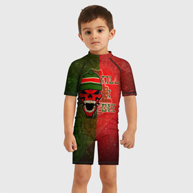 Детский купальный костюм 3D с принтом Локомотив в Петрозаводске, Полиэстер 85%, Спандекс 15% | застежка на молнии на спине | красно зеленые | локо | паровоз