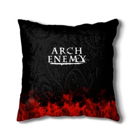 Подушка 3D с принтом Arch Enemy в Петрозаводске, наволочка – 100% полиэстер, наполнитель – холлофайбер (легкий наполнитель, не вызывает аллергию). | состоит из подушки и наволочки. Наволочка на молнии, легко снимается для стирки | arch enemy | band | metal | music | rock | атрибутика | группа | метал | музыка | рок