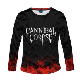 Женский лонгслив 3D с принтом Cannibal Corpse в Петрозаводске, 100% полиэстер | длинные рукава, круглый вырез горловины, полуприлегающий силуэт | band | cannibal corpse | metal | music | rock | атрибутика | группа | метал | музыка | рок