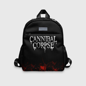 Детский рюкзак 3D с принтом Cannibal Corpse в Петрозаводске, 100% полиэстер | лямки с регулируемой длиной, сверху петелька, чтобы рюкзак можно было повесить на вешалку. Основное отделение закрывается на молнию, как и внешний карман. Внутри дополнительный карман. По бокам два дополнительных кармашка | band | cannibal corpse | metal | music | rock | атрибутика | группа | метал | музыка | рок